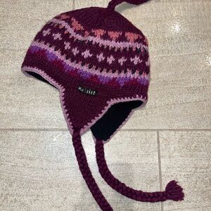 Kids Knit Earflap Hat - Purple and Pink wool Nepal
